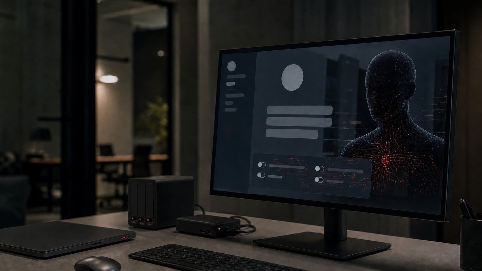 compromised AI assistant interface connected to company-owned business systems